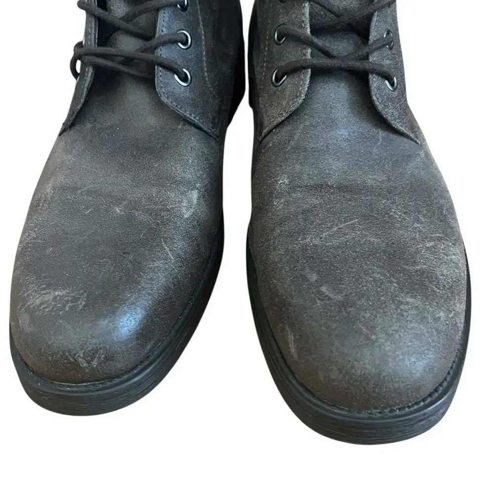 ASTON GREY Collection Brooklyn Gray Leather Combat Boots size 12